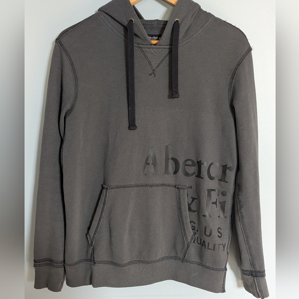 Vintage Abercrombie‎ & Fitch Y2K Men's XS Gray Hoodie